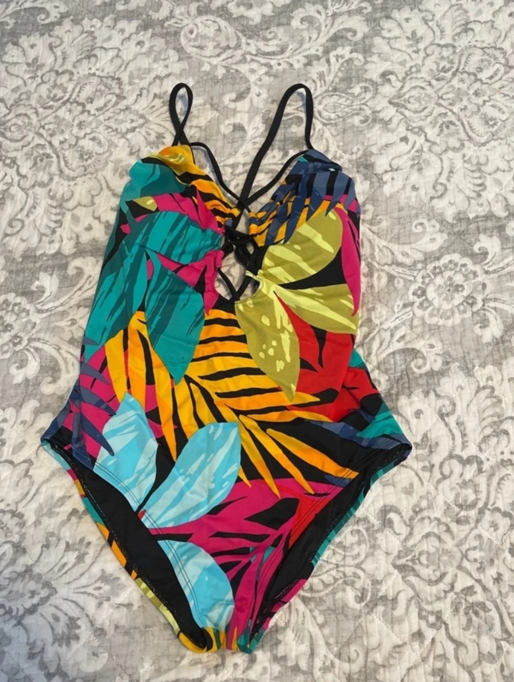 Tropical Leaf One-Piece Swimsuit - Multicolor